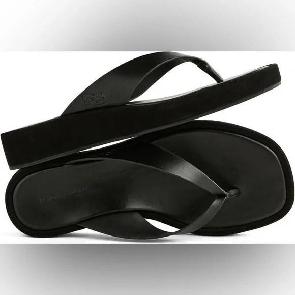 Reformation Eden Platform Thong Sandals Black Platform Size 7 - Picture 8 of 14
